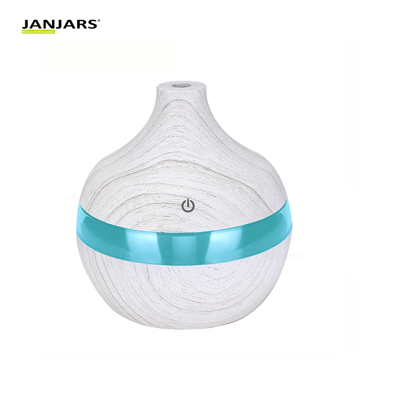 
office/spa/car promotional Plastic wood grain with night light mini ultrasonic essential oil air humidifier aroma diffuser 