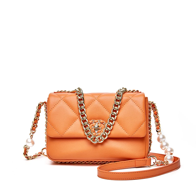 

High quality wholesale Designer women hand bags leather luxury handbags crossbody sling bags pearl jelly chain hand bag purse, Orange / blue / black / white