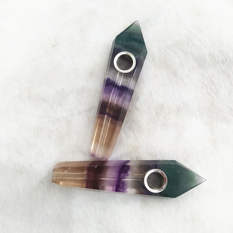 

Natural Crystal Pipe Wand Crystal color fluorite smoking pipes