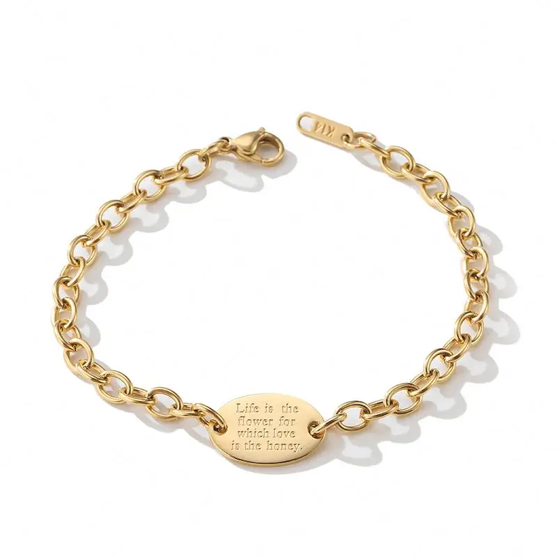 

Hot Sale Fashion Custom Logo 24k Hip Hop Jewelry Stainless Steel Chain Bracelet For Unisex