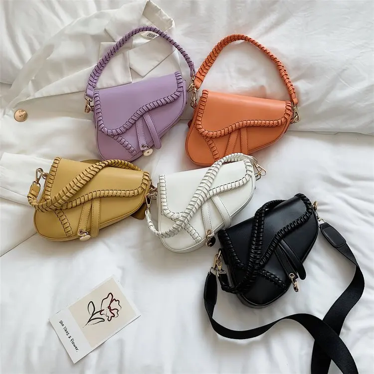 

2021 New Trendy Luxury Pu Small Crossbody Purses New Fashion Messenger bag Ladies Famous Hand Bags For Women Saddle Handbag, 5 colors