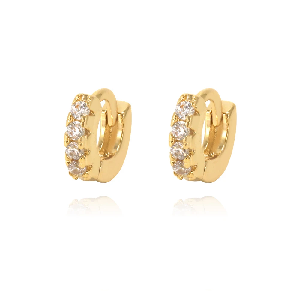 

Foxi simple design women fashion jewelry diamond 18k gold tiny huggies baby hoop earrings