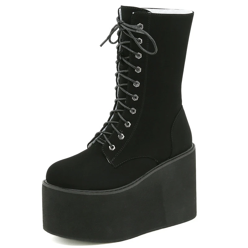 

Dropshipping Custom Logo New Women Wedge Thick Bottom Boots with Fur Chunky Shoes Comfort Women's Winter Casual Boot