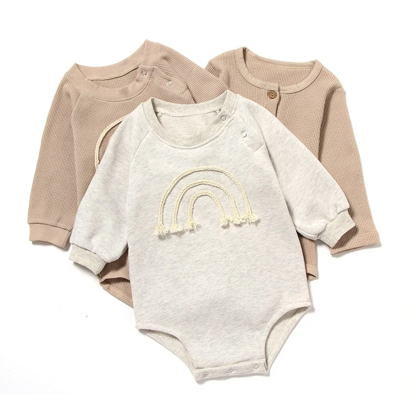 

2021 new design wholesale newborn baby clothing infant girls' one piece romper onesie kids neutral cute baby clothes boutique