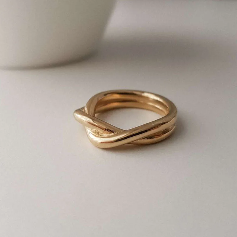 Trendy Twisted Rattan Rings Design 18K Gold Stainless Steel Rings Finger Rings Jewelry Women