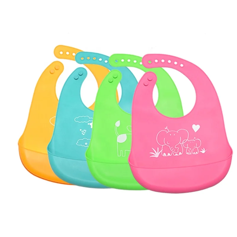 

BPA Free Silicone Baby Bib Adjustable Feeding Tools Waterproof Silicone Bibs for kids Babero Bebe, Orange,green,blue,pink