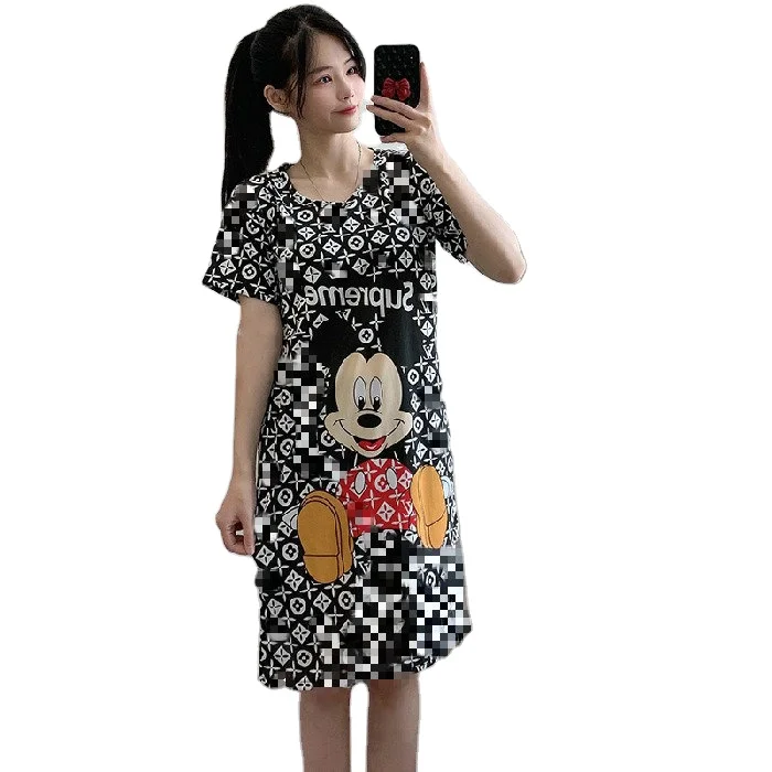 

Pijamas De Mujer Short Sleeve Cartoon Patterned Pajamas For Girl Summer Baju Tidur Sleepwear