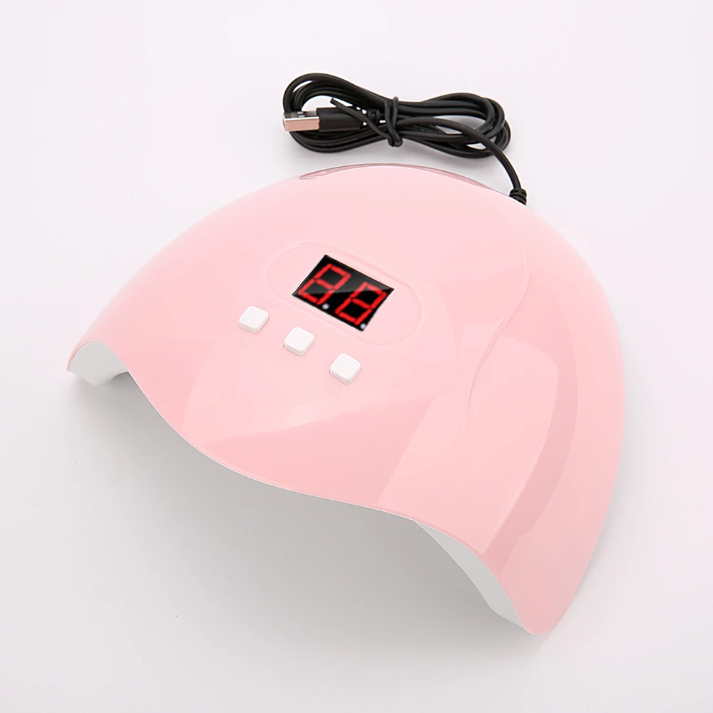 

54W 18 LEDs Nail Dryer Fast Drying UV Lamp for Curing Nail Polish Gel Auto Sensor Nail Art Manicure Machine Lcd Display Tools, Pink