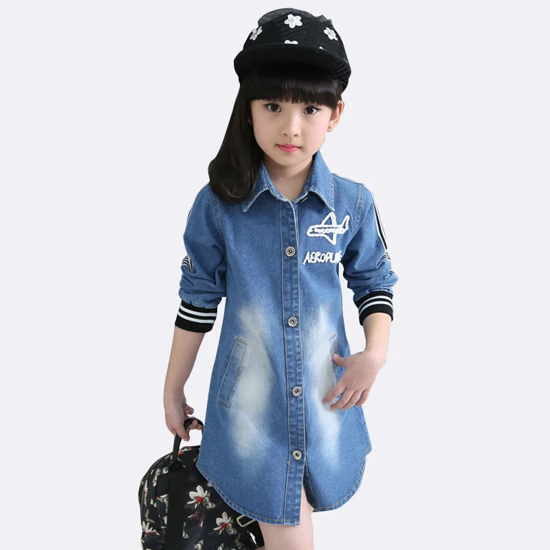 

Children fall clothing toddler kids long sleeves turn-down collar jeans jackets girls coat, Picture shown