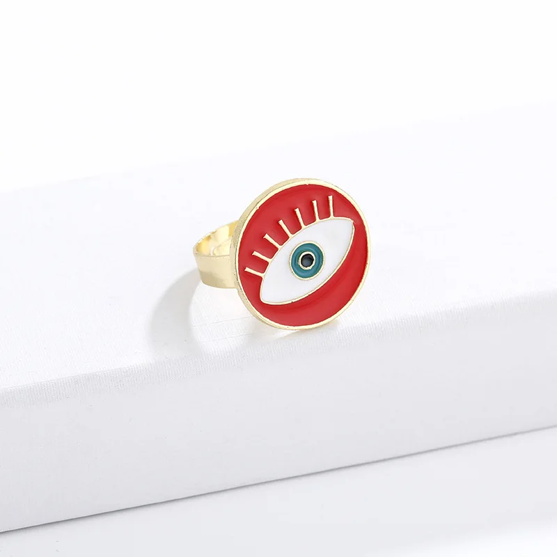 

Red hearts alloy plating gold-plated drip lips punk evil eyes jewelry decoration evil eye ring jewelry evil eyes