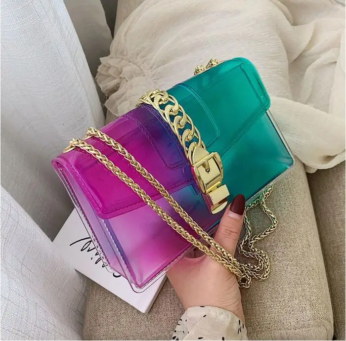 

Hot sale summer jelly bag women pvc sling bag fashion purse wholesale luxury mini cosmetic bags, 8 color