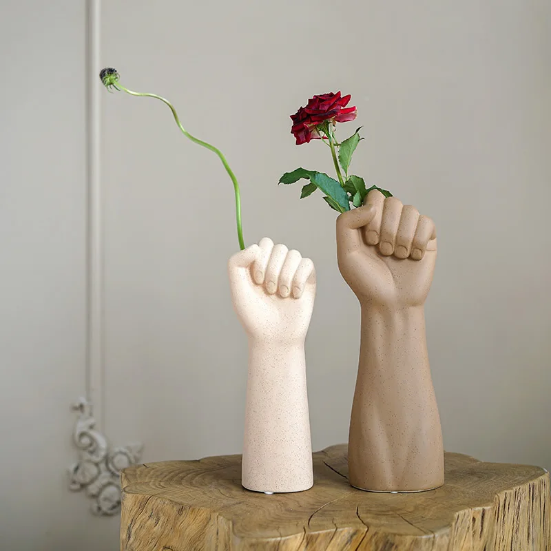 

Wholesale Factory Ceramic Ornaments Fist Hand Sculpture Vases For Home Decoration, Picture