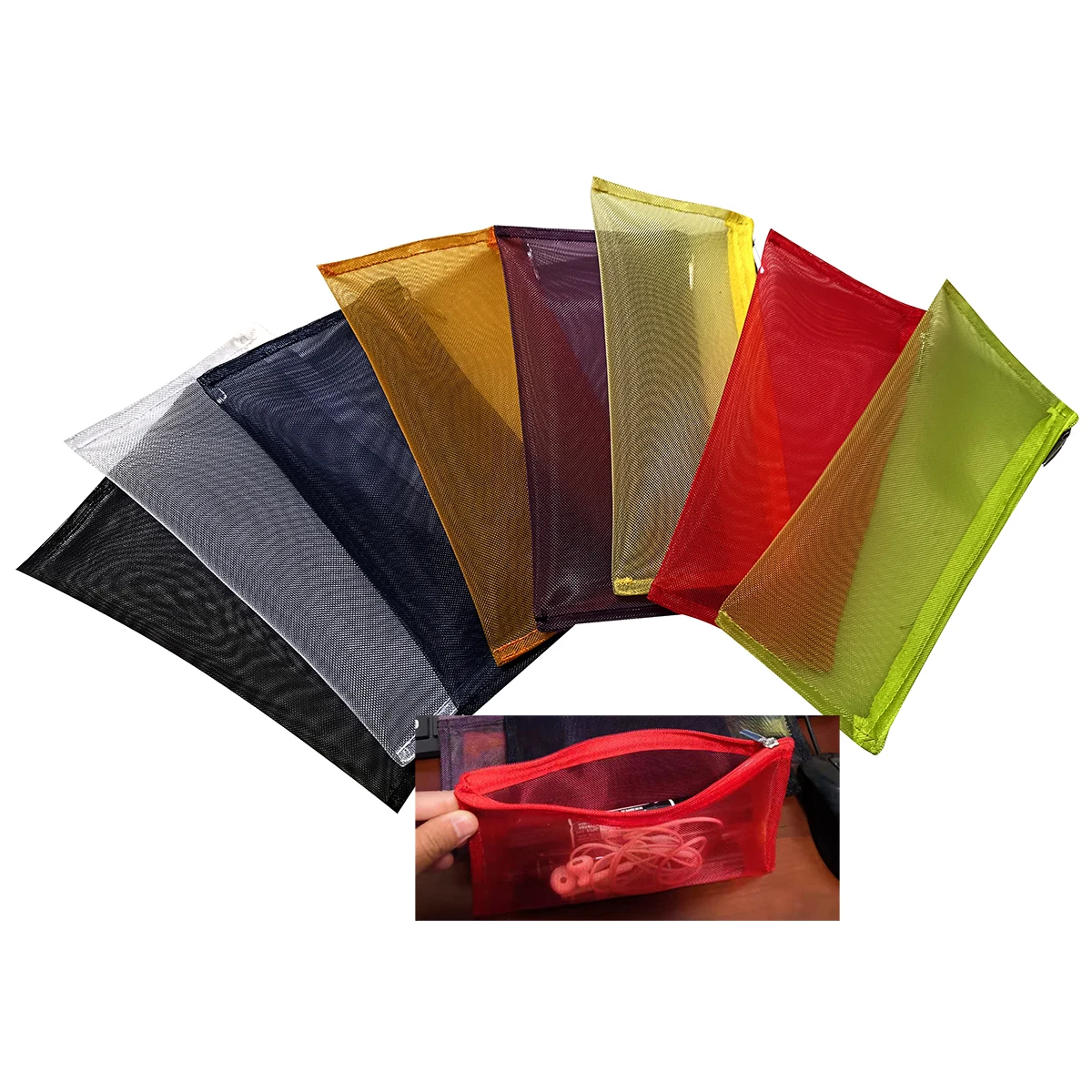 

Personal Supplies Storage Pencil Case Bags Travel Mesh Zipper Pouch  Size Gift Cosmetic Holder