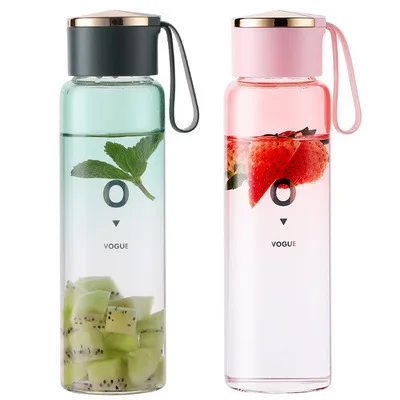 

Hot Selling 400 ml Double Wall Borosilicate Glass Water Bottle With Rope, Picture