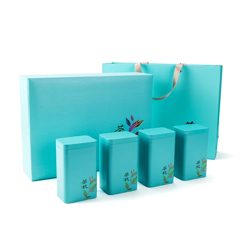 Star Packaging Custom Luxury Make Your Own Private Label Empty Coffee Tea Leaves 4 Pieces Tin Box Gift Set Box