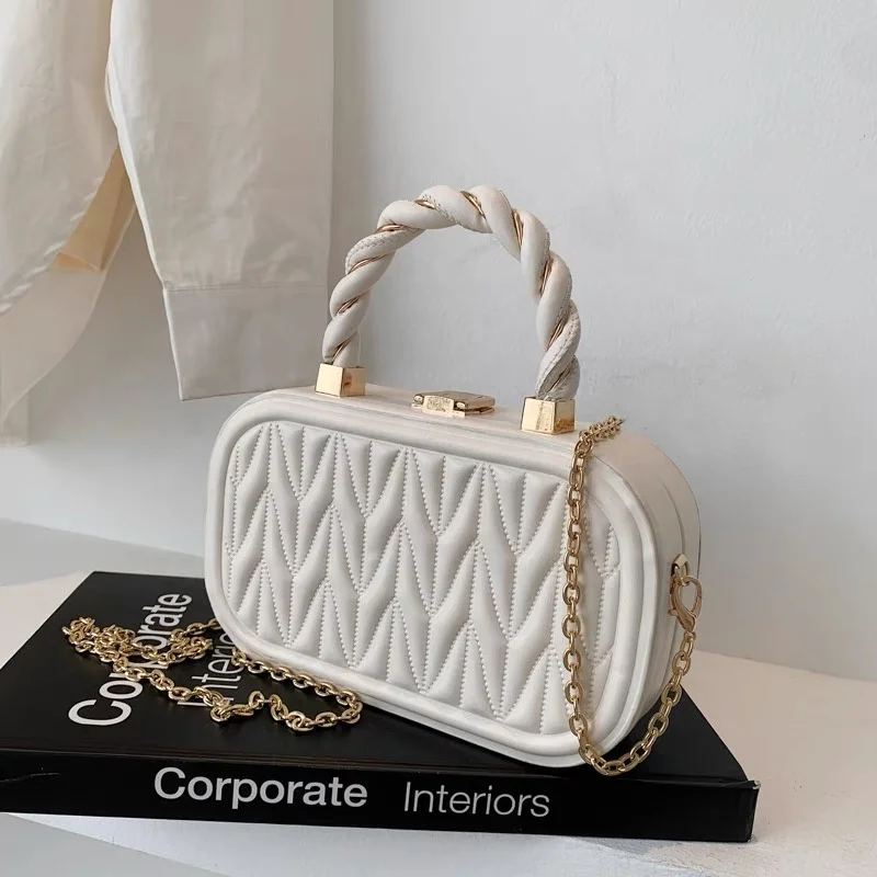 

High-end luxury fashion fold embossed pattern small square bag popular one-shoulder messenger bag woven wrist ladies handbag
