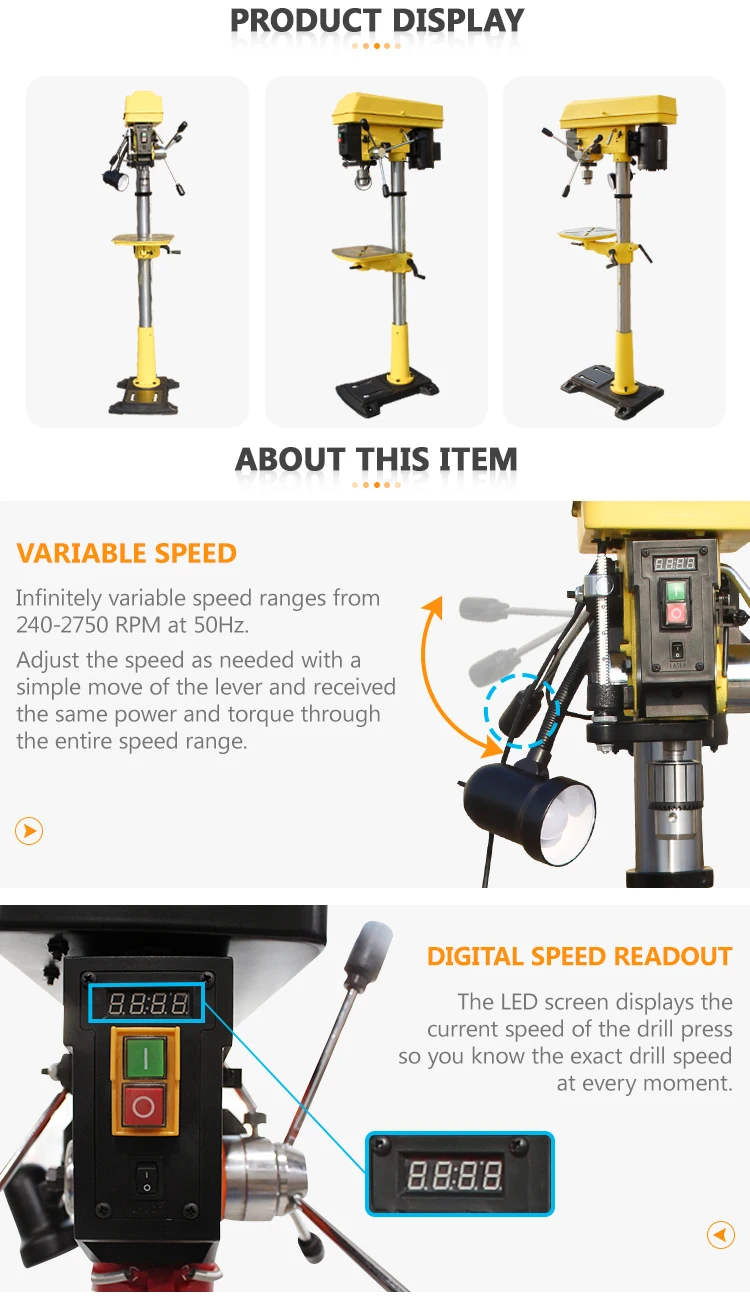 230V-240V 15-inch hot sale variable speed vertical floor drill press