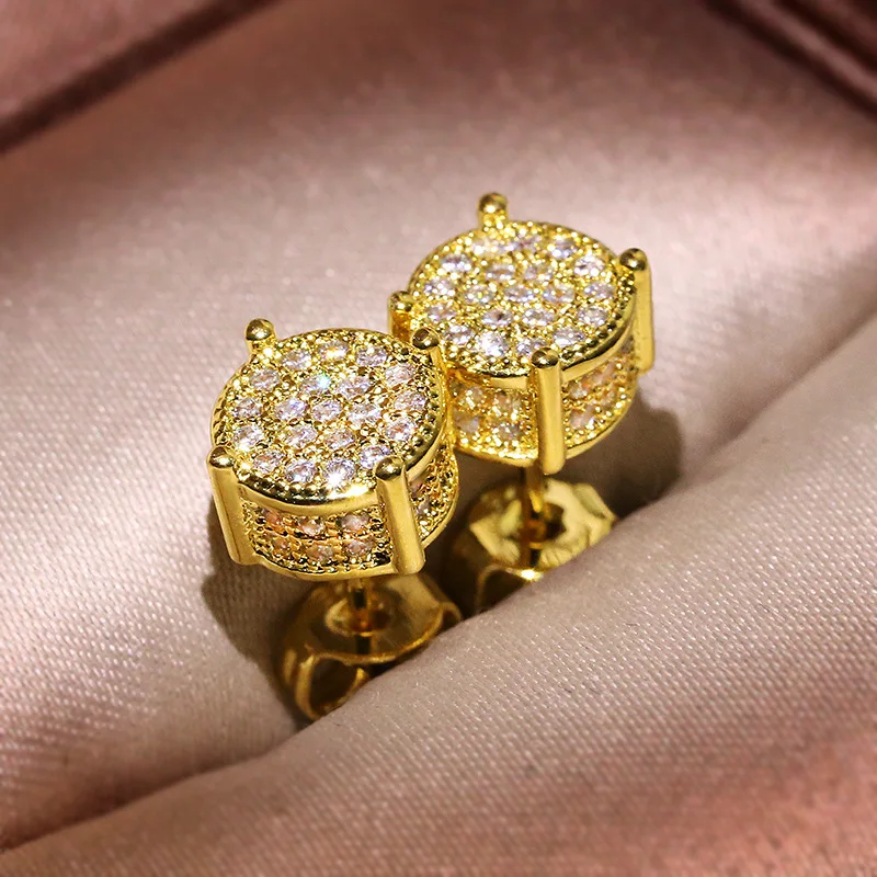 

14K Yellowe Gold Earring Real Natural Diamond Jewelry for Women Aretes De Mujer Wedding Silver 925 Jewelry Garnet Stud Earrings