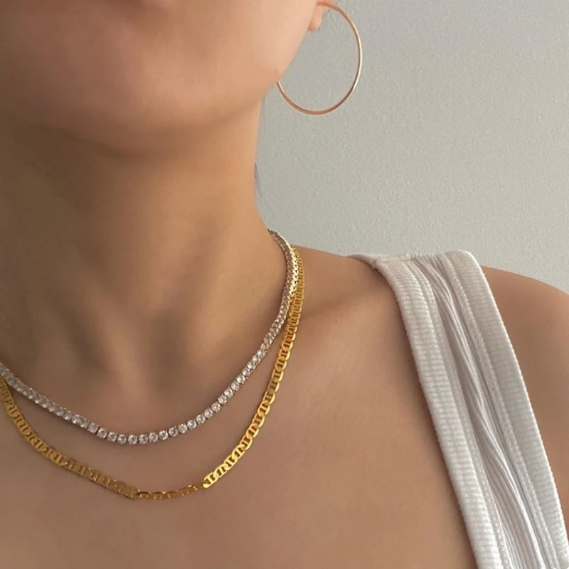 

Custom Merinier Chains Women Necklace Jewelry Delicate Brass 18K Gold Plated Link Chain Necklaces, Pvd gold plated