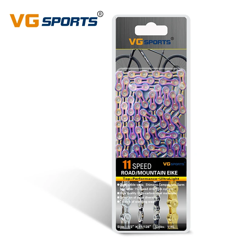 

VG Sports Ultralight 11 Speed Bicycle Chain Bike Chain Half Hollow 116L Colorful/rainbow Mountain MTB Road Bike Chains, Rainbow,colorful