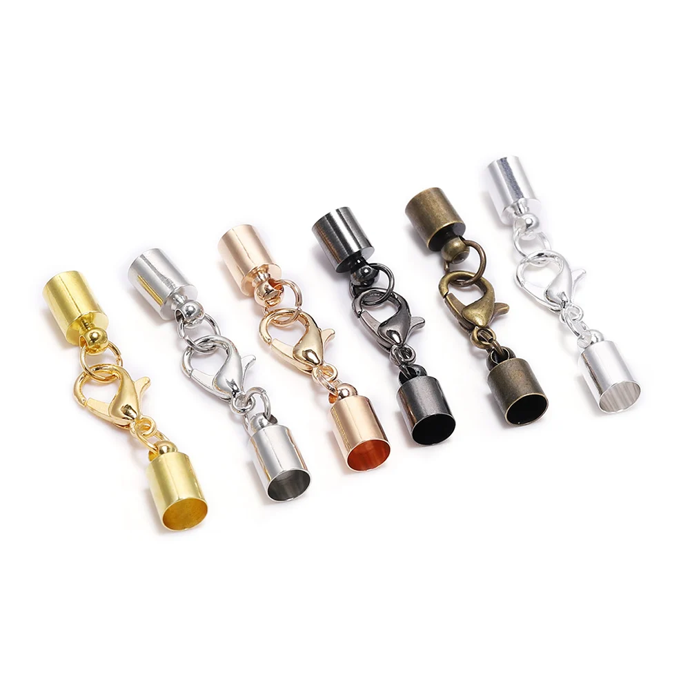 

10pcs/Lot Leather Cord Bracelet Lobster Clasps Hooks 3-10mm Crimps End Tip Connectors For Jewelry Making Findings, Antique bronze/gold/silver/rhodium/gunblack/kc gold