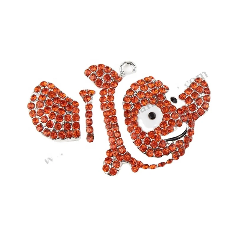 

Red Crystal Rhinestone Cute Chunky Fish Design Pendant Charm For Gift Decoration, Many colors, as your requests