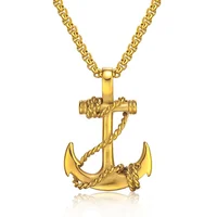 

Jiushang boat anchor punk stainless steel cross gold sliver black chain necklace for men