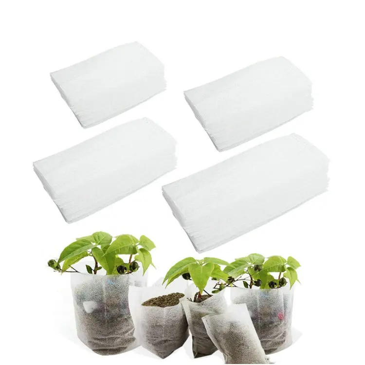 

Multi-size Biodegradable Non-woven Nursery Bags Plant Grow Bags Fabric Seedling Pots Eco-Friendly Aeration Planting Bags, White/black