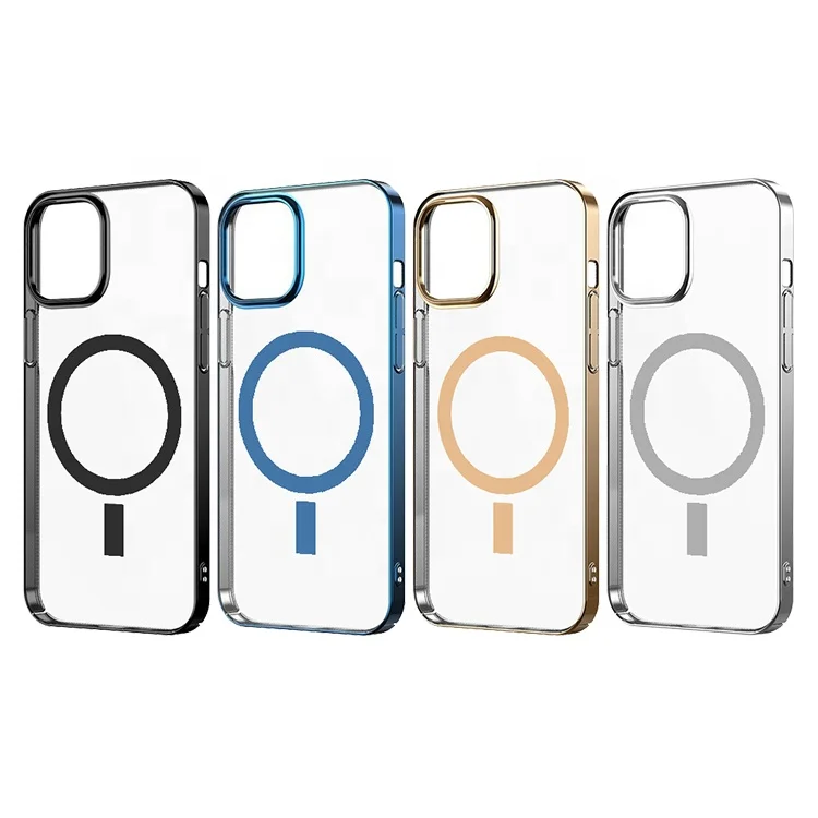 

Soft TPU Back Cover Wallet Charger Magnetic Phone Case For iPhone 12 Mini Pro Max, Blue / black / silver / gold
