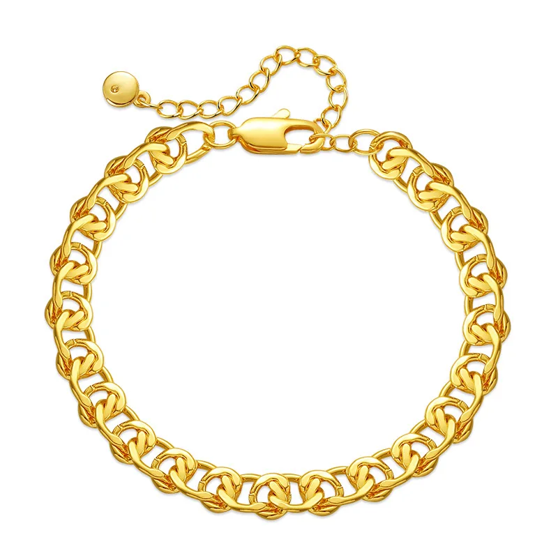 

Popular 18K gold plated French vintage minimalist bracelet for men trend business versatile jewelry