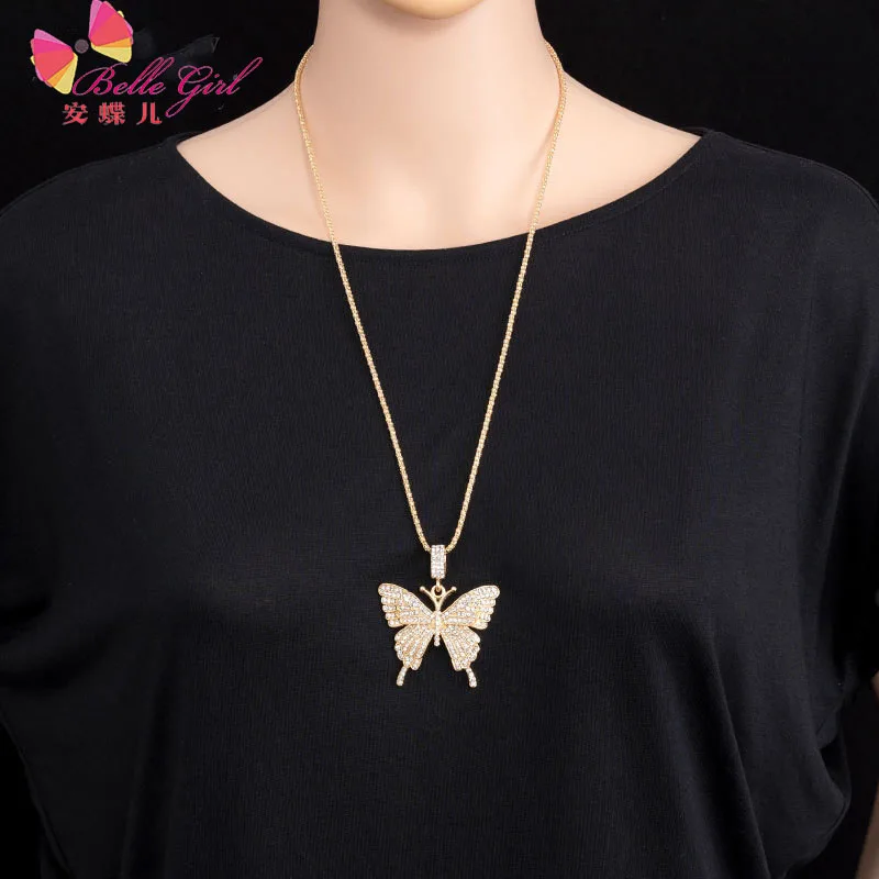 

BELLEGIRL Europe and American fashion wholesale stainless steel jewelry women girls charm butterfly pendant chain necklace, Picture
