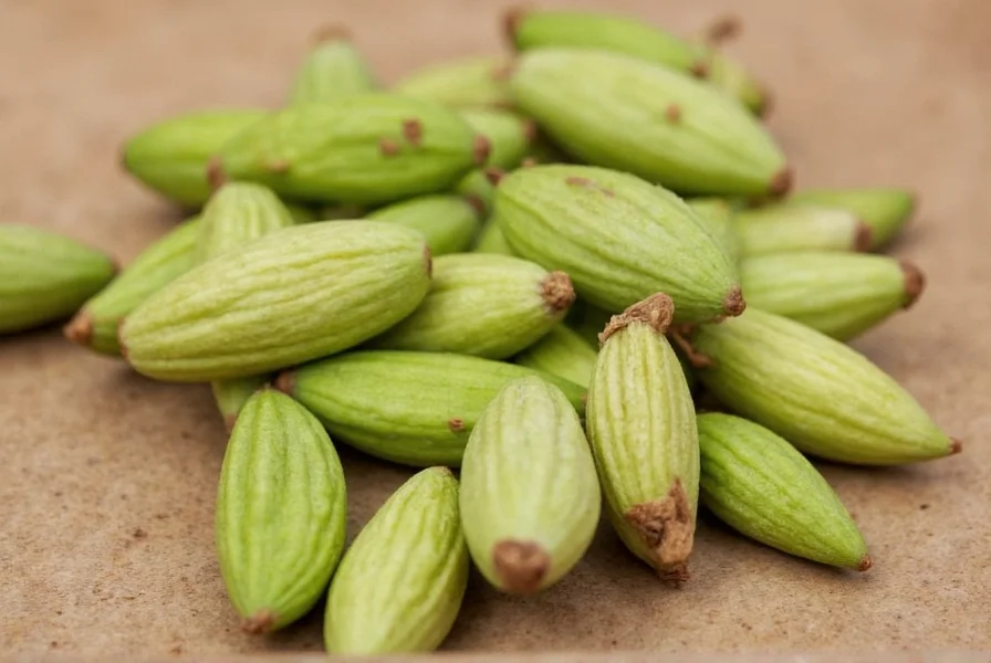 Cardamom pods stored in a glass jar