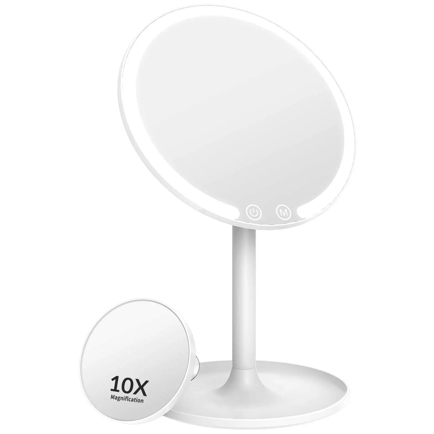 

High quality portable cosmetic table makeup standing led light mirror, White