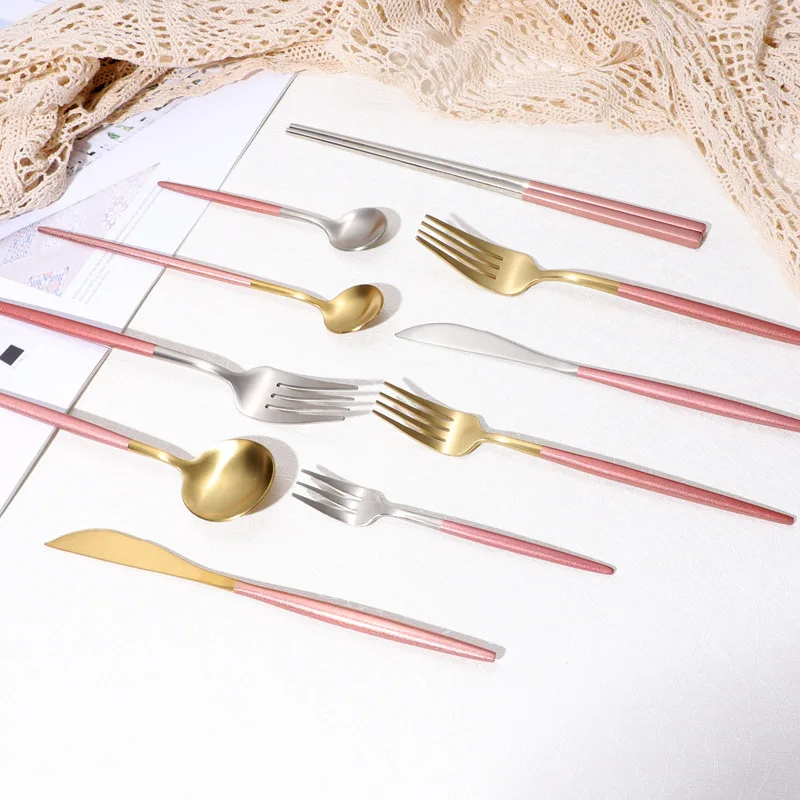 

Customized stainless steel Golden Grape Western food teeth knife and fork Gift Set cutlery set, Gold/sliver