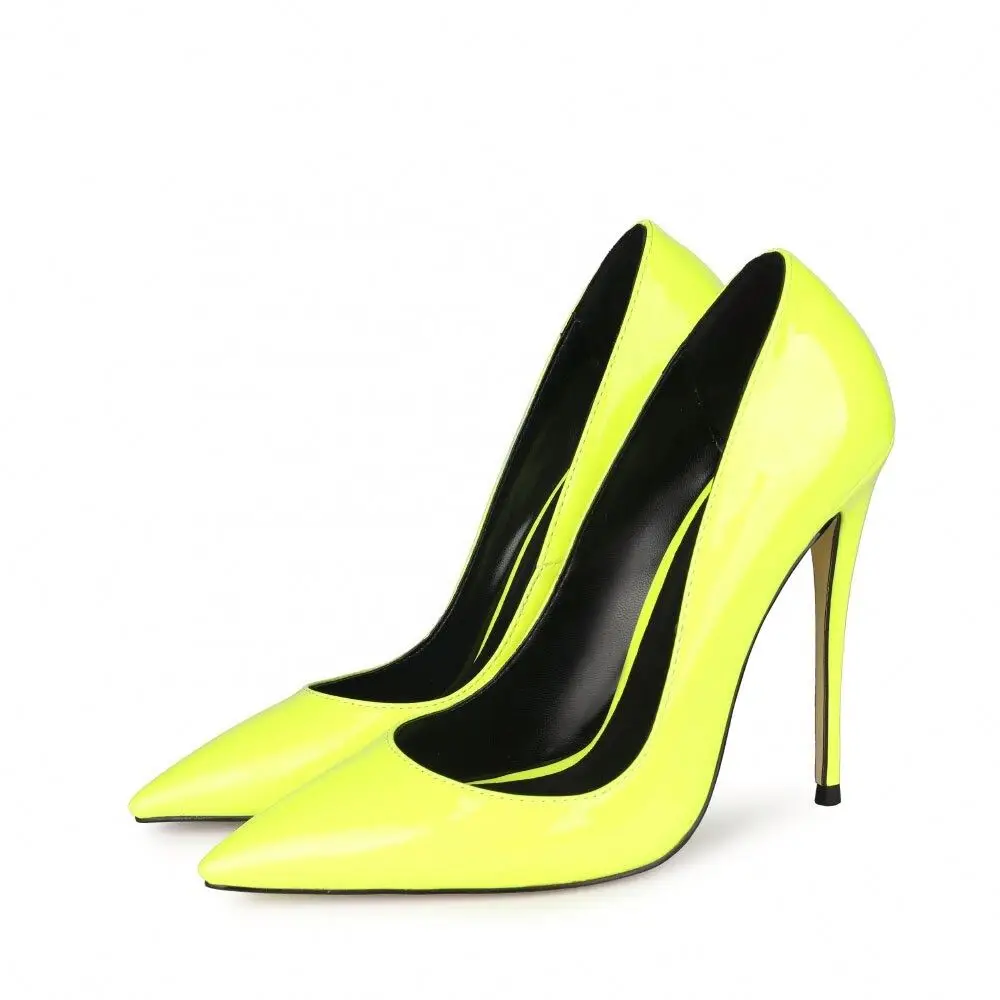 

Scarpe da donna Big Size 47 Women Shoes Fluorescent Paint various Colors Are Available Pointed Toe High Heels Women Dress Shoes, Yellow green orange purple rose red