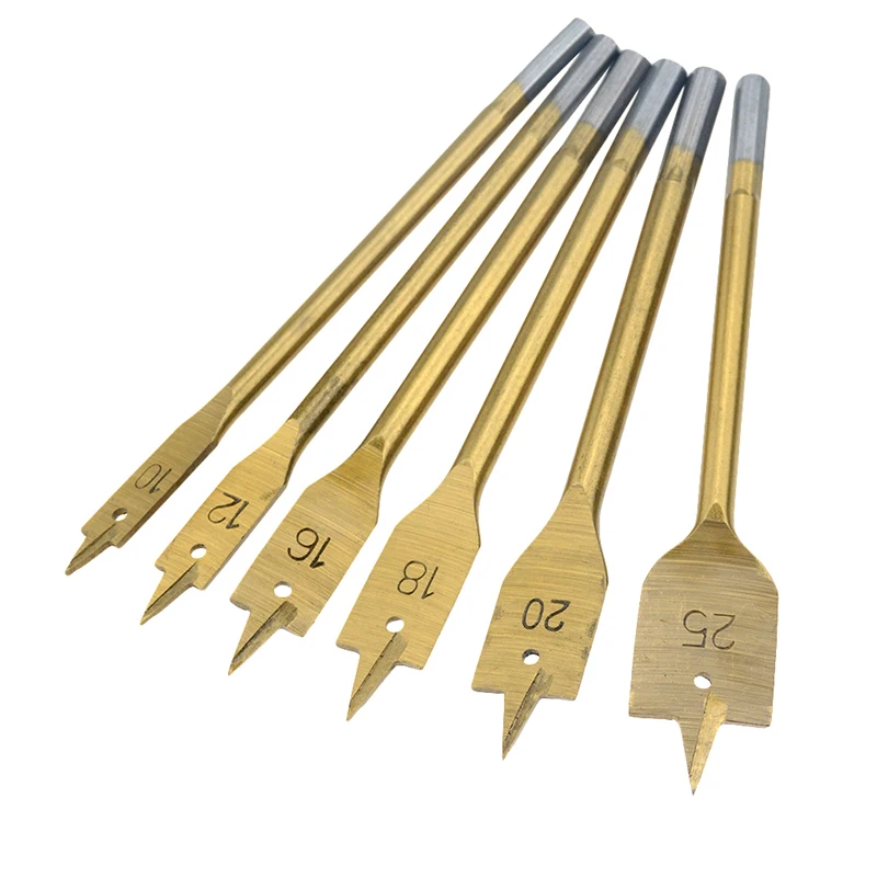 

6pcs Spade Drill Bit High-carbon Steel Spade Paddle Bits WoodWorking Flat Drilling Boring Tools 10-25MM