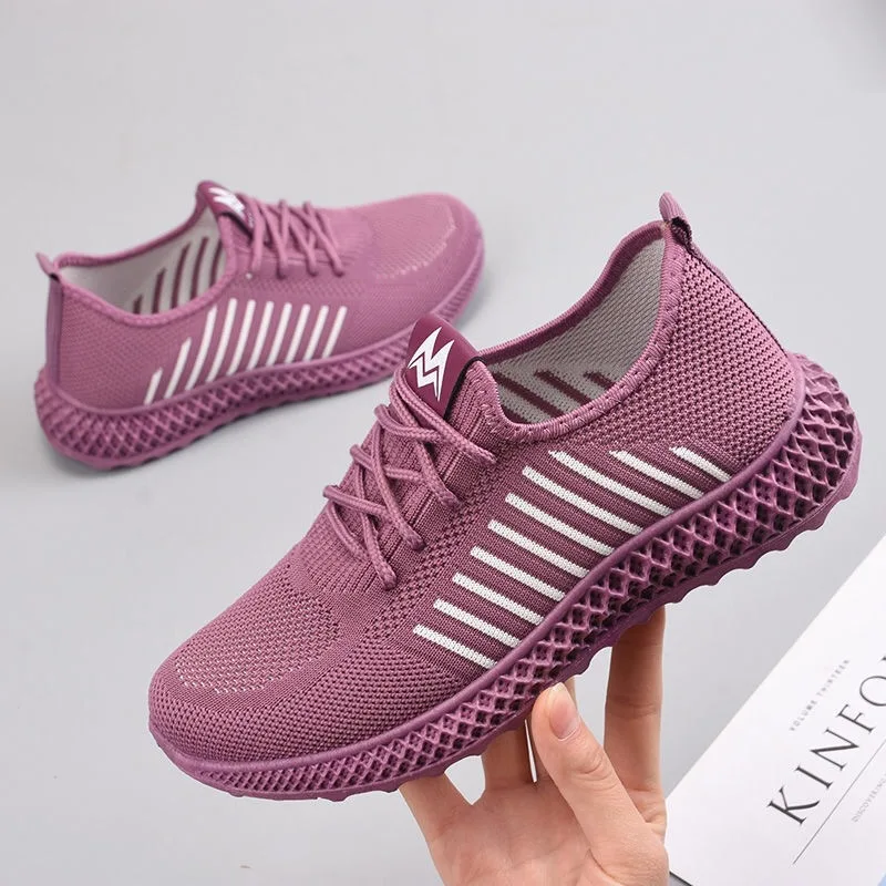 

2022 hot popular knitting running shoes low price women sport sneakers shoes