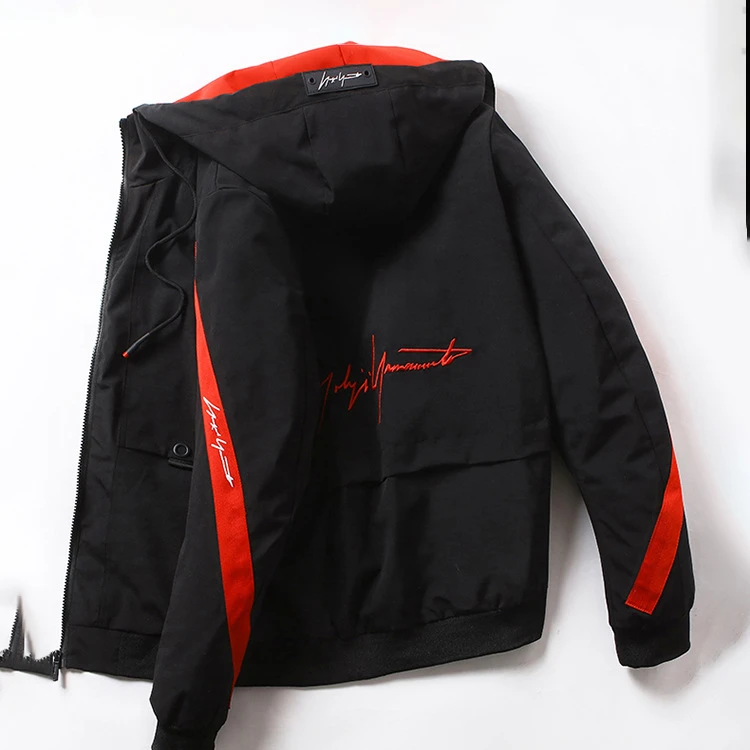 

2020 Men's Hooded Slim Striped Slim Jacket Large Size Casual All-match Jacket Men