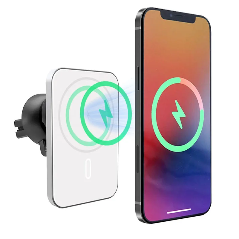 

15W portable magsafing magnetic wireless car charger for Apple iPhone 12 Pro, Black/white