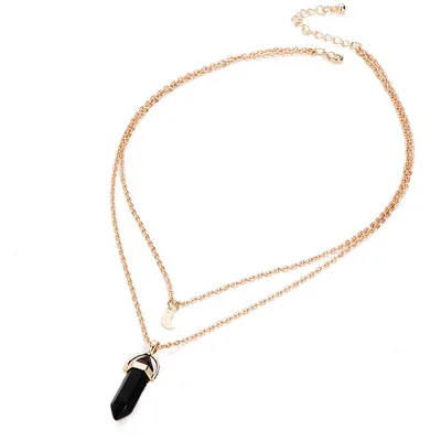 

Fashion Multilayer Gemstone Natural Crystal Necklaces Pendant Necklace for Women, Picture