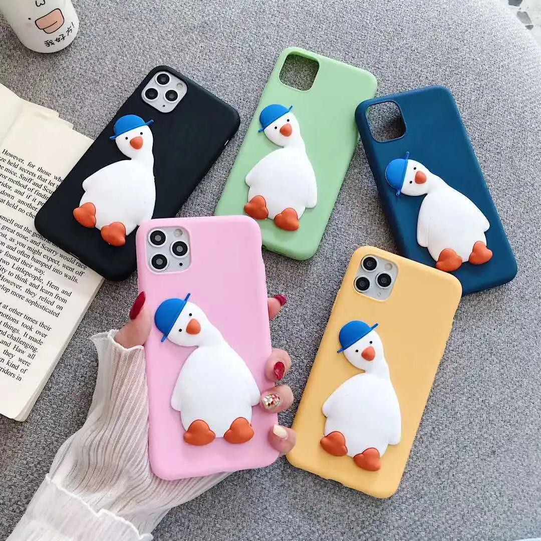 

Free Shipping TPU Cute 3D Duck Phone Case Cover for iPhone 11 Pro XS MAX XR 7 7Plus