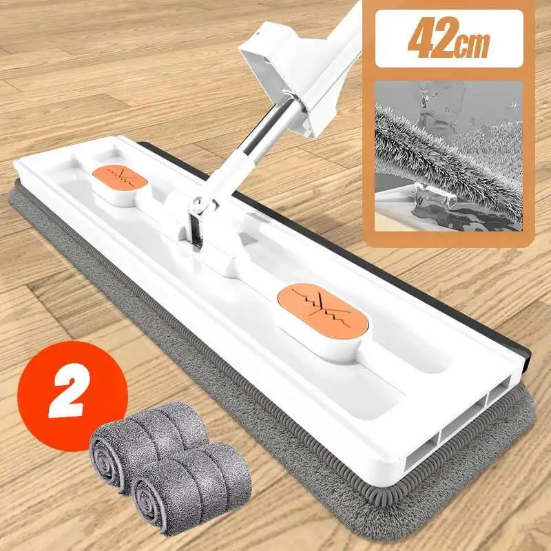 

42cm New type wash-free mop thickened dry-wet dual-purpose rotatable lazy mop household absorbent mop