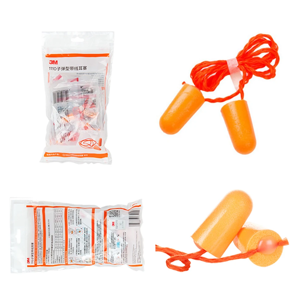 
3M 1110 Corded Foam Earplugs 29 dB Noise Reduction Sleep Swim Travel Work Ear Plug 