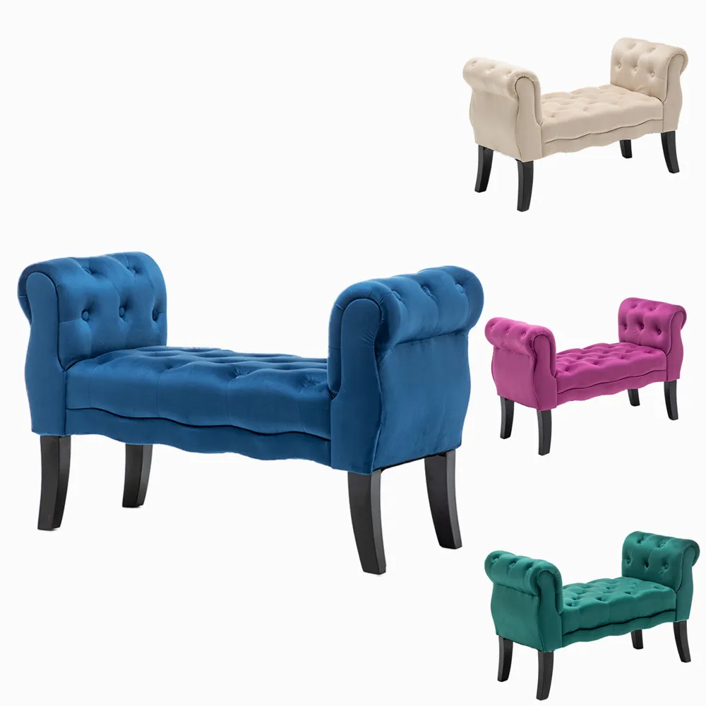 Crushed Velvet Grey Chaise Longue Ottoman Bed End Stool Window Bedside