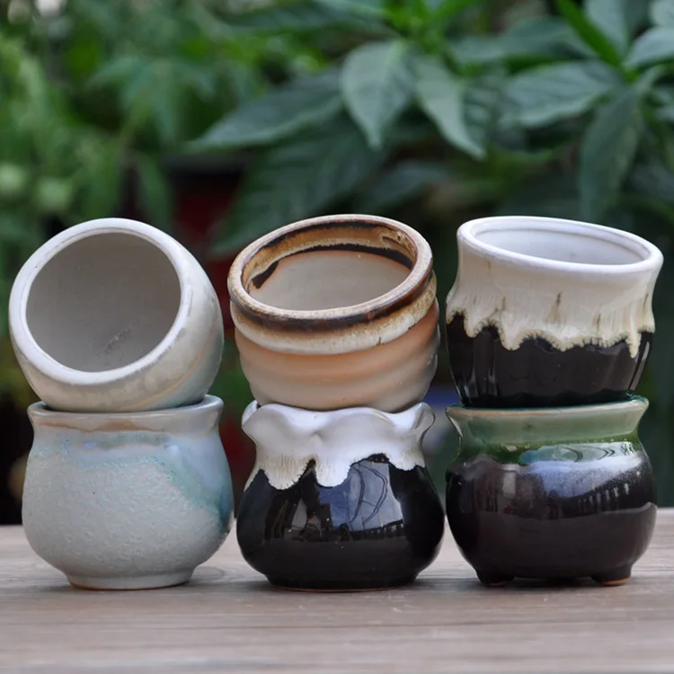 

Wholesale 6 Piece/set Creative mini round Succulents Planter Ceramic Small Flower Pot plant pots indoor