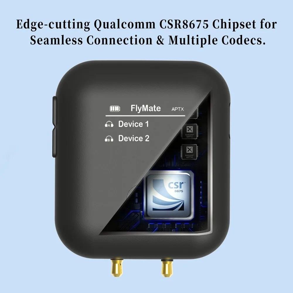Portable Csr8675 Aptx Hd V5.0 Bluetooth Transmitter With Display Screen