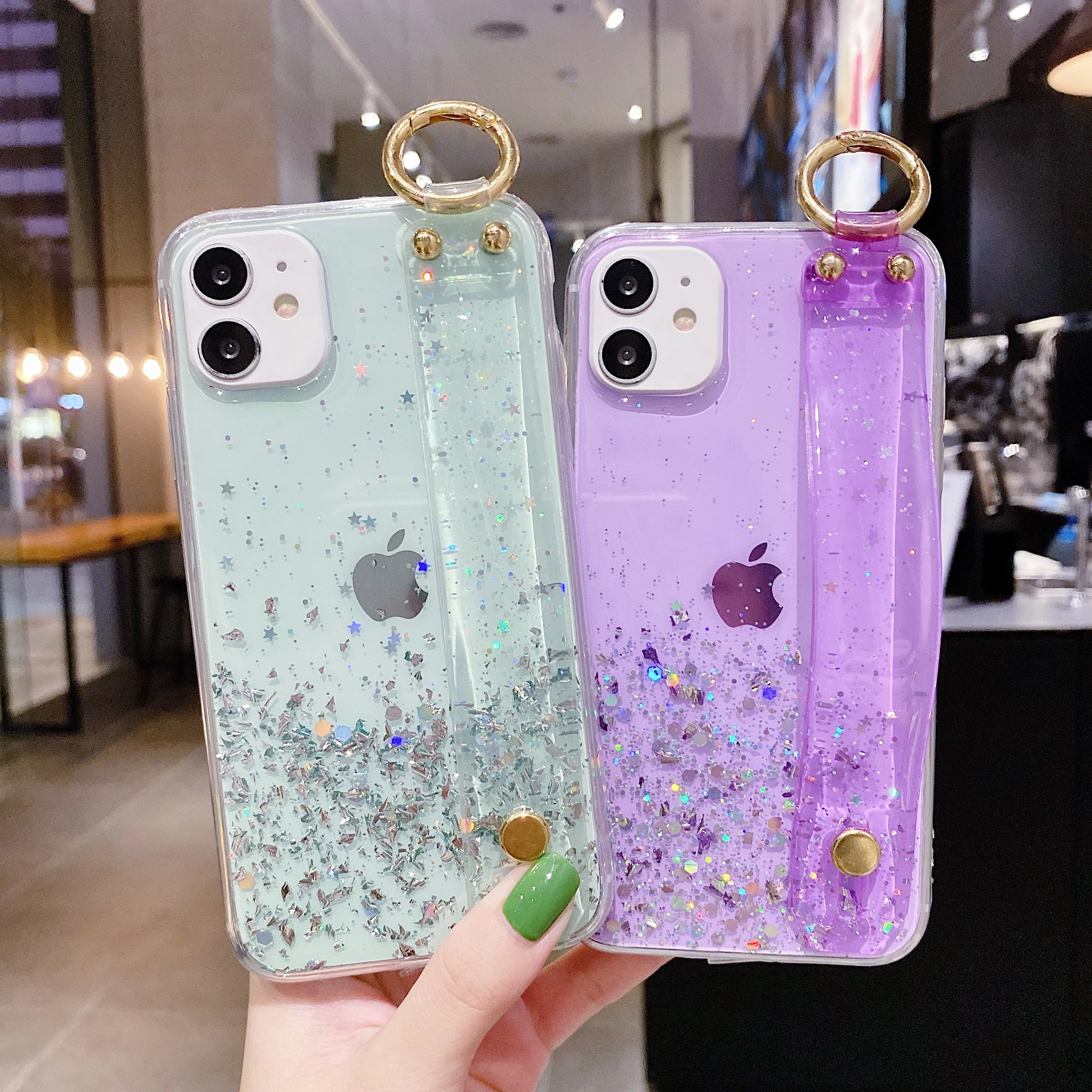 

Luxury Wrist Glitter Bling Soft Rubber Case Cover shell for iphone 6/7/8 7P/8P X XS XR XSMAX 11 PRO 12 12 PRO MAX