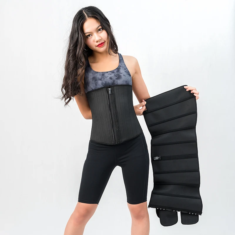 

Women Latex Sport Girdle Corsets Workout Waist Cincher Plus Size Sports Waist Trimmer for Women Waist Snatcher Double Belts, Black