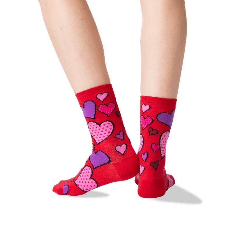 

XY-0026 Knit Cotton New Design Red Color Heart Patterned Socks, Custom color