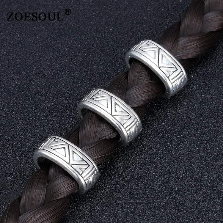 

Big Hole Antique Norse Viking Celtic Dreadlocks Beard Beads For Hair Jewelry, Antique silver